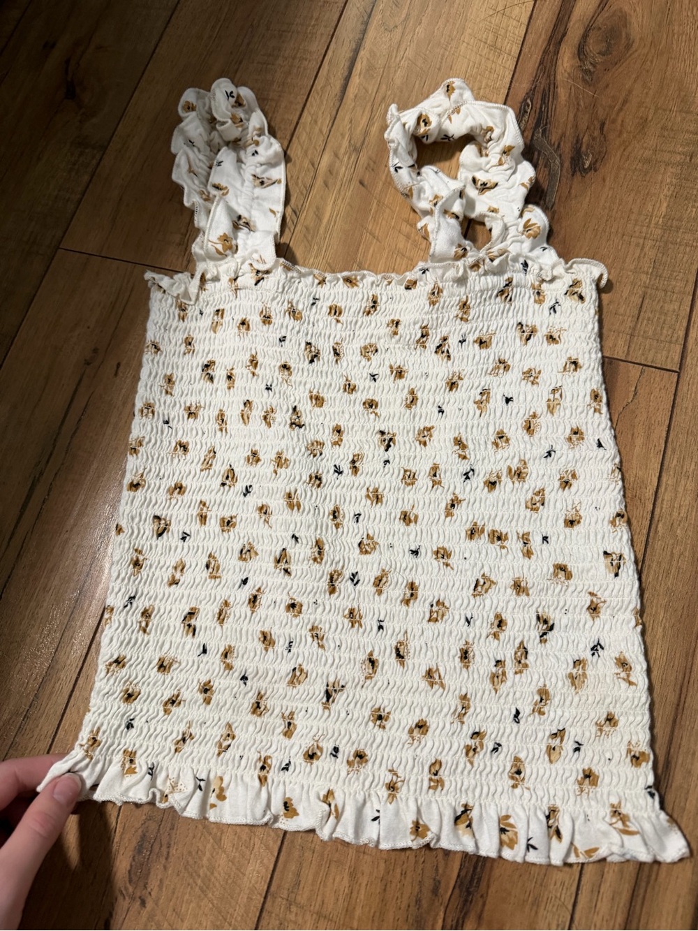 Billabong White Floral Smocked Tank